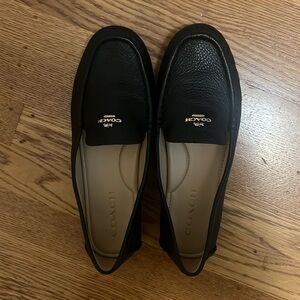 Coach Marley Black Leather Flats New Without Box Size 8